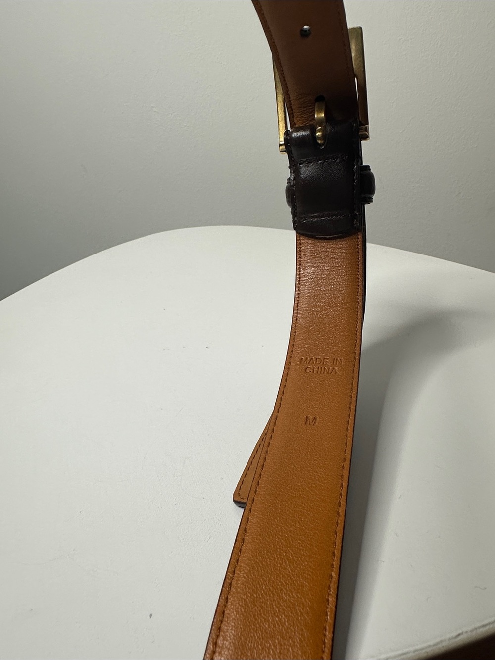 Lauren Ralph Lauren Dark Brown Italian Leather Belt with Gold Buckle - Picture 4 of 5